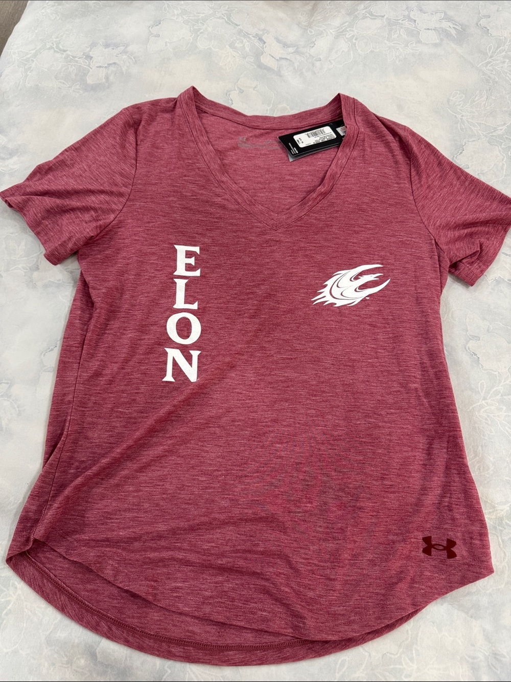 Under Armour Women's Crimson Heather V-Neck Elon University Tee - Women’s